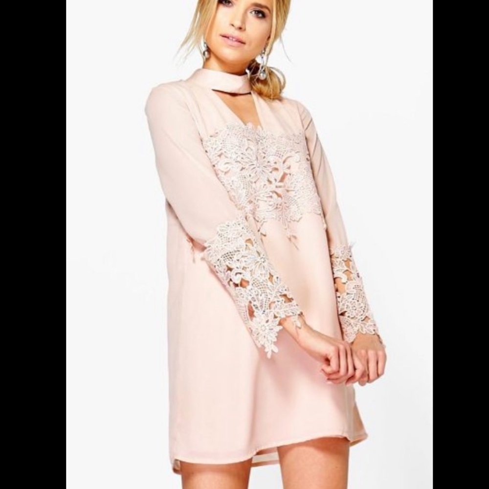 Boohoo lace shift dress